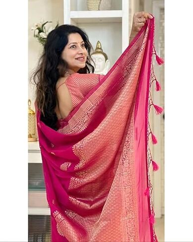 Women’s Banarasi Silk Saree with Rich Zari Work | Elegant Bridal & Festive Indian Ethnic Wear in Saudi Arabia