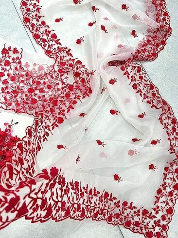 Beautiful Free Size Indian Traditional Organza Embroidered Free Size Saree With Blouse Piece For Women in Saudi Arabia