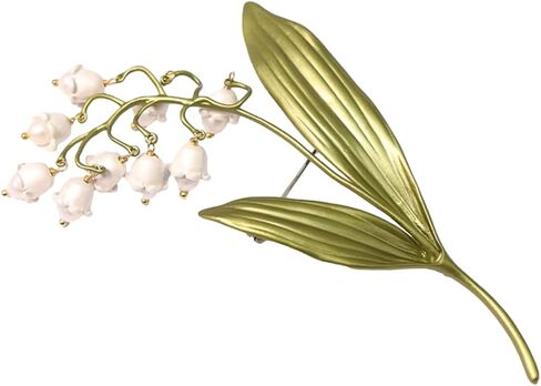 GK-O Lily of the Valley Pearl Brooch Pin for Women Flower Corsage Jewelry | Elegant enamel alloy design and ideal gift for women perfect for dress coat scarf party wear high quality details in Kuwait