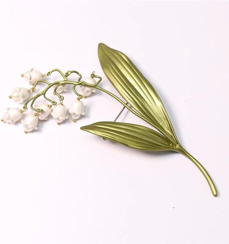 GK-O Lily of the Valley Pearl Brooch Pin for Women Flower Corsage Jewelry | Elegant enamel alloy design and ideal gift for women perfect for dress coat scarf party wear high quality details in Kuwait