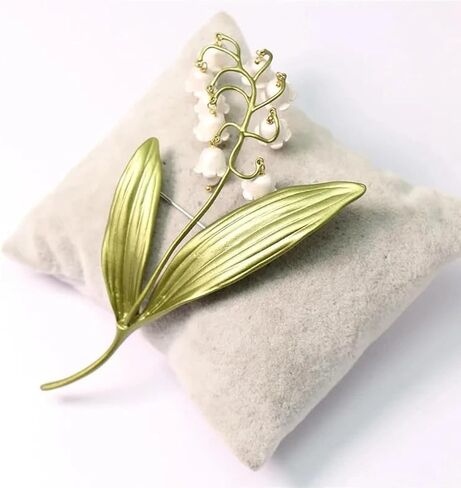 GK-O Lily of the Valley Pearl Brooch Pin for Women Flower Corsage Jewelry | Elegant enamel alloy design and ideal gift for women perfect for dress coat scarf party wear high quality details in Kuwait