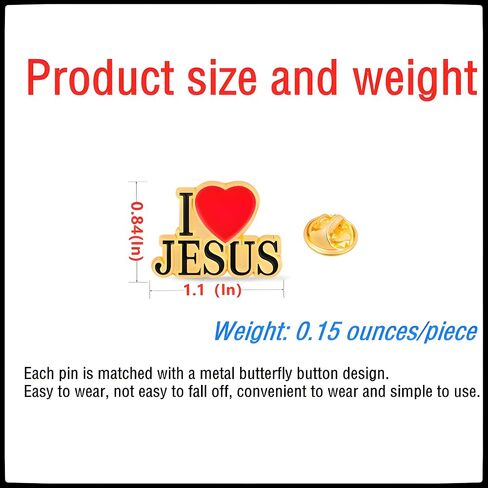 12/25/50/100 pieces Metal enamel Red heart I love Jesus Christian religion Lapel pin Bible Verses Brooch pins Badge bulk in Saudi Arabia
