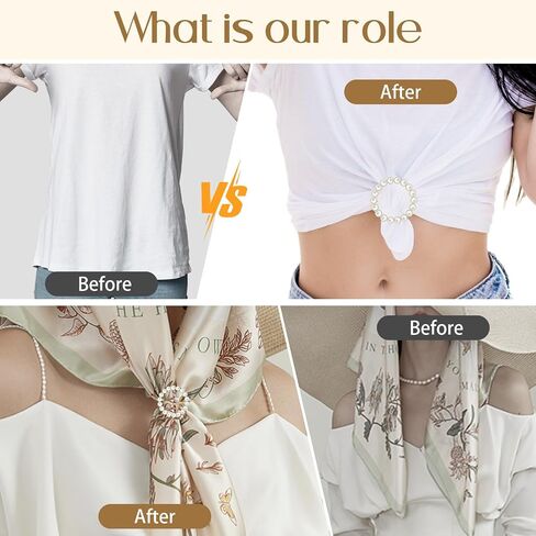 18 Pcs Silk Scarf Ring Clip Shirt Ties Clips for Women shirt clips for women clothing,T Shirt Tie Or Rings Clips for Women for The Side with 1 Storage Bag in Saudi Arabia