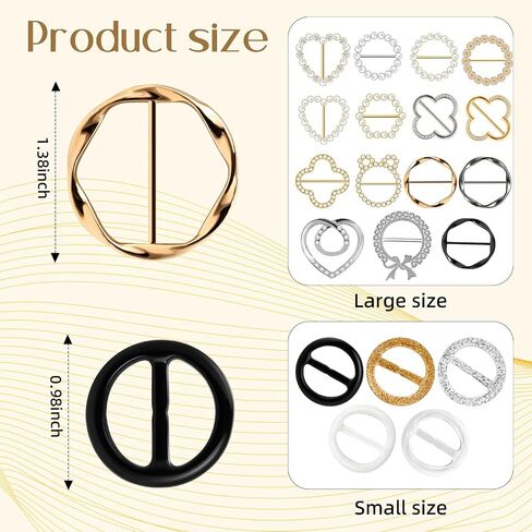 18 Pcs Silk Scarf Ring Clip Shirt Ties Clips for Women shirt clips for women clothing,T Shirt Tie Or Rings Clips for Women for The Side with 1 Storage Bag in Saudi Arabia