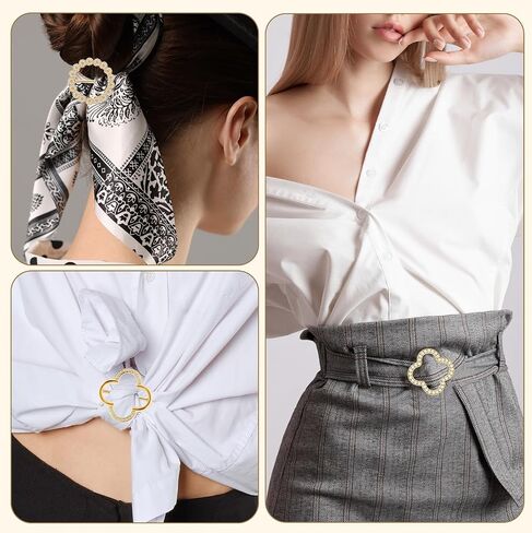 18 Pcs Silk Scarf Ring Clip Shirt Ties Clips for Women shirt clips for women clothing,T Shirt Tie Or Rings Clips for Women for The Side with 1 Storage Bag in Saudi Arabia