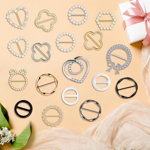 18 Pcs Silk Scarf Ring Clip Shirt Ties Clips for Women shirt clips for women clothing,T Shirt Tie Or Rings Clips for Women for The Side with 1 Storage Bag in Saudi Arabia