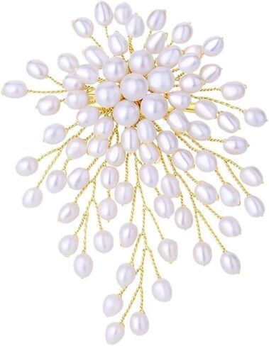 Elegant Firework Pearl Brooch Pin for Women Handmade Crystal Statement Corsage for Wedding Party Suit in Kuwait