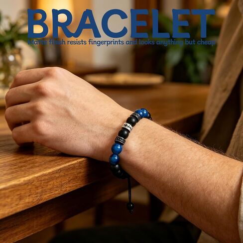 GAUEIOUR Christian Gifts for Men, Mens Religious Stainless Steel Cross Stone Beaded Adjustable Braided Bracelet, Blue Tiger Eye Baptism Easter Birthday Communion Faith Fashion Jewelry in Saudi Arabia