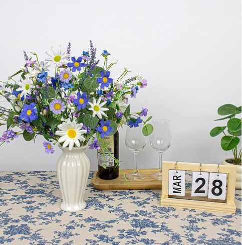 12 PCs Artificial Spring Summer Flowers Rustic Blue and White Artificial Flowers Wildflower Floral Stems with Daffodils Daisy Flower Picks for Vase Table Centerpieces Summer Spring Decor in Saudi Arabia