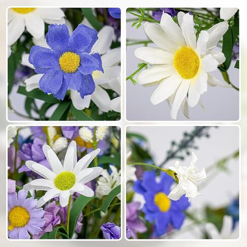 12 PCs Artificial Spring Summer Flowers Rustic Blue and White Artificial Flowers Wildflower Floral Stems with Daffodils Daisy Flower Picks for Vase Table Centerpieces Summer Spring Decor in Saudi Arabia