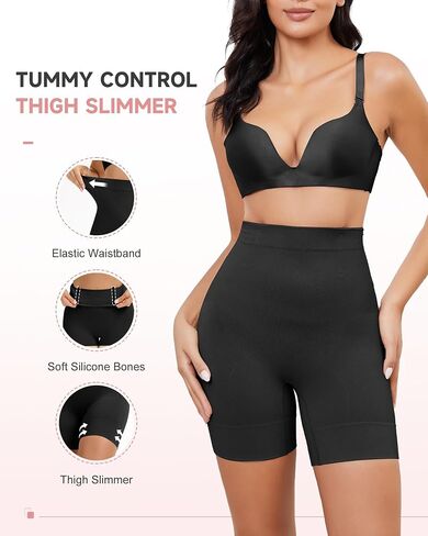 Shapewear Tummy Control Shorts - High Waisted Body Shaper Underwear Butt Lifting Boyshort Slip Short Under Dresses in Kuwait