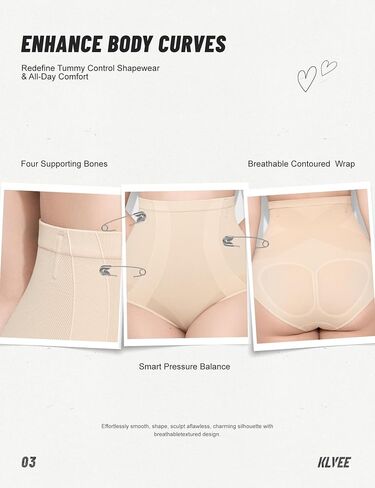 KLVEE Shapewear Tummy Control Panties for Women, Shapewear Shorts Nude in Saudi Arabia