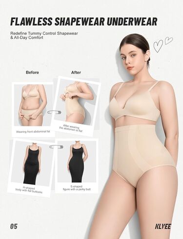 KLVEE Shapewear Tummy Control Panties for Women, Shapewear Shorts Nude in Saudi Arabia