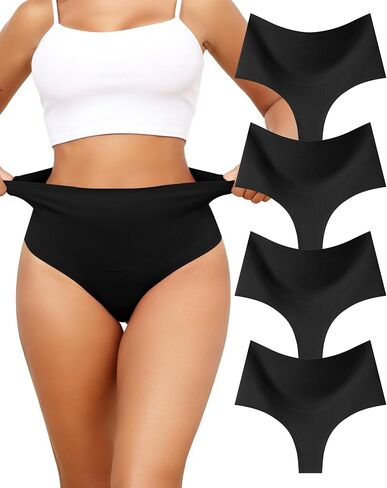 LEVAO Thong Shapewear Tummy Control for Women High Waist Seamless Shaper Panties No Show Postpartum Underwear 4 Pack in Saudi Arabia