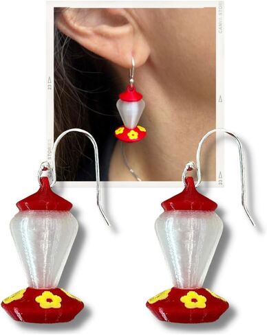 Generic Hummingbird Feeder Dangle Earrings, Red Plastic Hummingbird Earings, Red Stone in Saudi Arabia