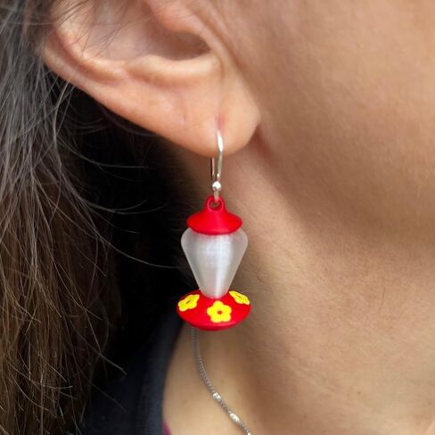Generic Hummingbird Feeder Dangle Earrings, Red Plastic Hummingbird Earings, Red Stone in Saudi Arabia
