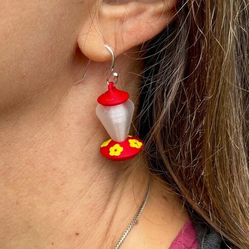 Generic Hummingbird Feeder Dangle Earrings, Red Plastic Hummingbird Earings, Red Stone in Saudi Arabia