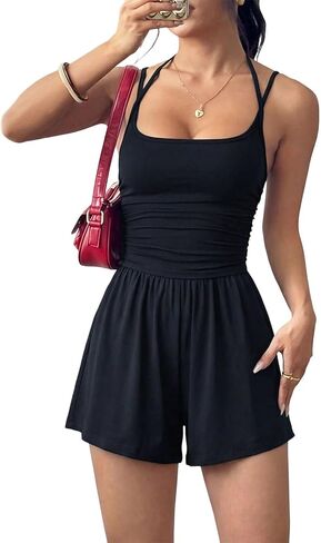 Summer Rompers for Women 2026 Casual One Piece Spaghetti Strap Sleeveless Shorts Jumpsuit Beach Vacation Outfits in Saudi Arabia