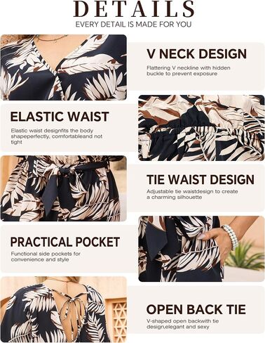 Women's Summer Romper Tropical Print Short Sleeve Casual Wide Leg Beach Vacation Outfit Mini One Piece Jumpsuit S-XL in Kuwait