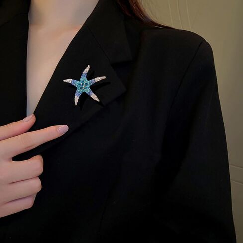 Rhinestone Starfish Shell Brooch Pins for Women Men Charm Lucky Sea Star Seashell Ocean Animal Chic Crystal CZ Lapel Pin for Boho Summer Beach Hawaiian Vacation Hat Bag Dress Suit Clothing Jewelry in Kuwait
