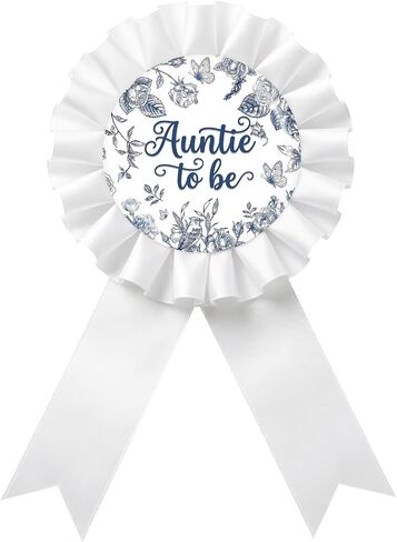 Blue Tiole Mom to Be Tinplate Badge Pin - Baby in Bloom Mom to Be Brooch Pin, White Rosette New Parents Award Ribbon Button, Blue Floral Themed Baby Shower/Gender Reveal Party Decoration in Saudi Arabia