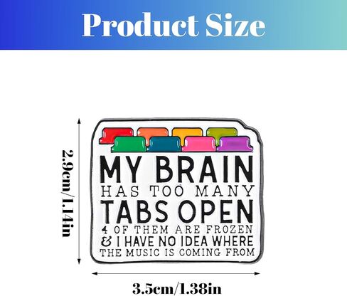 2pcs Funny Pins for Bags, Ymapinc “My Brain Has Too Many Tabs Open", ADHD Autism Awareness Funny Lapel Pin, Mental Health Pin Badge fpr Backpacks Lanyard Adults Neurodiversity Gifts in Kuwait