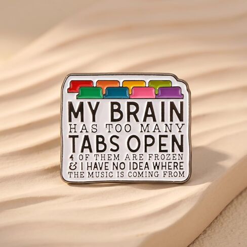 2pcs Funny Pins for Bags, Ymapinc “My Brain Has Too Many Tabs Open", ADHD Autism Awareness Funny Lapel Pin, Mental Health Pin Badge fpr Backpacks Lanyard Adults Neurodiversity Gifts in Kuwait