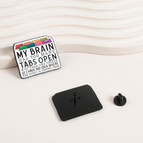 2pcs Funny Pins for Bags, Ymapinc “My Brain Has Too Many Tabs Open", ADHD Autism Awareness Funny Lapel Pin, Mental Health Pin Badge fpr Backpacks Lanyard Adults Neurodiversity Gifts in Kuwait