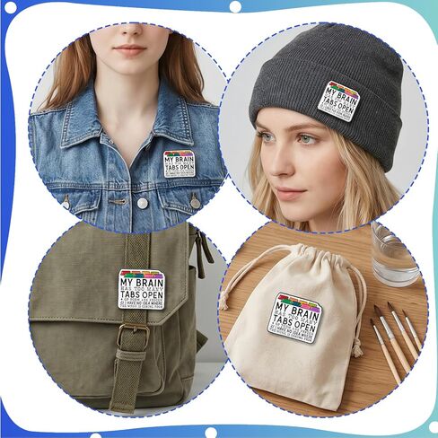 2pcs Funny Pins for Bags, Ymapinc “My Brain Has Too Many Tabs Open", ADHD Autism Awareness Funny Lapel Pin, Mental Health Pin Badge fpr Backpacks Lanyard Adults Neurodiversity Gifts in Kuwait