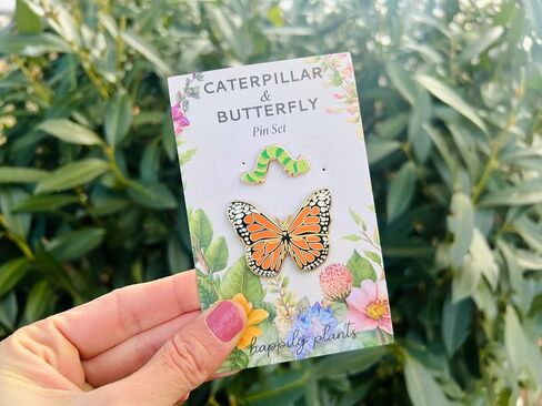 Butterfly & Caterpillar Enamel 2 Piece Pin Gift Set – Cute Nature-Themed Pins for Jackets, Bags, and Accessories – Colorful Collector Pins & Botanical Gift Ideas in Kuwait