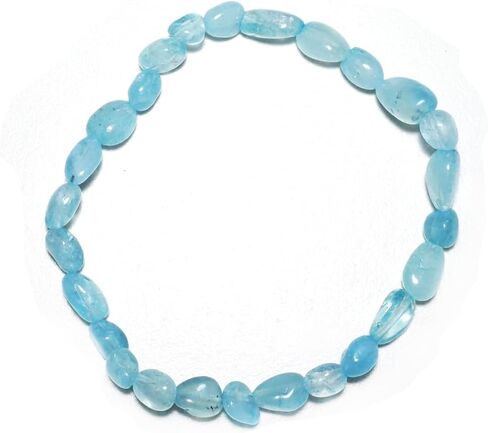 4X6MM Aquamarine Bracelet Small Stone | 6mm Dainty Nuggets | Natural Throat Chakra Crystal | Calming & Communication | Fits for XSmall Size 6-6.5" in Saudi Arabia