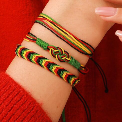 Juneteenth African Women Woven Bracelet for Women Black History Month Bracelets Happy Juneteenth Day String Bracelet Black Red Green Bohemian Stackable Beaded Stretch Bracelets in Kuwait