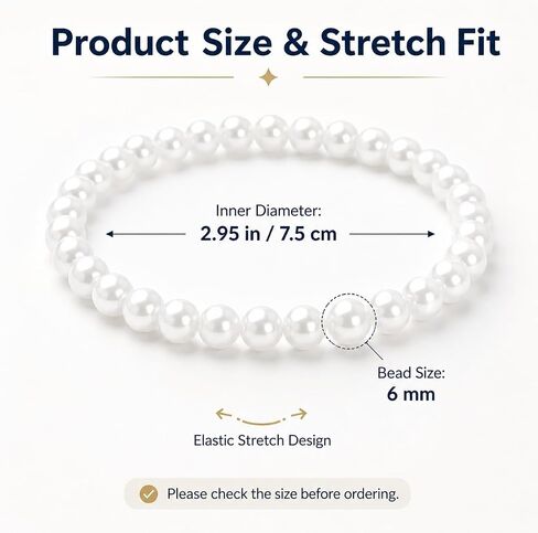 TUYUU 50PCS Pearl Bracelets for Women - 6mm White Bracelet Faux Pearl Elastic Stretch Set - Wedding Bridal Shower Bridesmaid Gifts Party Favors Pearl Jewelry Set in Kuwait