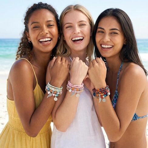 Beaded Bracelets for Women -Boho Beaded Bracelet Stack for Women, 6-Piece Stackable Stretch Bracelets Set, Colorful Layered Beaded Bracelets for Summer Beach & Festivals in Saudi Arabia
