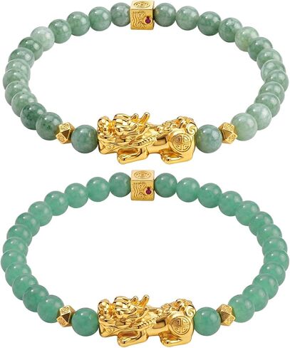 2 Pcs Fengshui Wealth Bracelet Green Authentic Jade Bracelet for Women Attract Lucky Wealthy Bracelets in Saudi Arabia