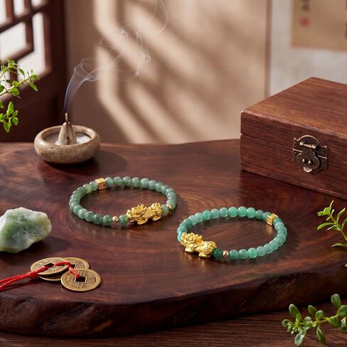 2 Pcs Fengshui Wealth Bracelet Green Authentic Jade Bracelet for Women Attract Lucky Wealthy Bracelets in Saudi Arabia