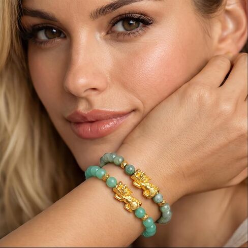 2 Pcs Fengshui Wealth Bracelet Green Authentic Jade Bracelet for Women Attract Lucky Wealthy Bracelets in Saudi Arabia