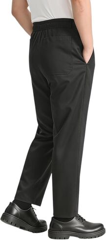 Men's Lightweight Cargo Pants Stretch Black Baggy Chef Pants Casual Elastic Waist Chef Restaurant Work Pants in Kuwait