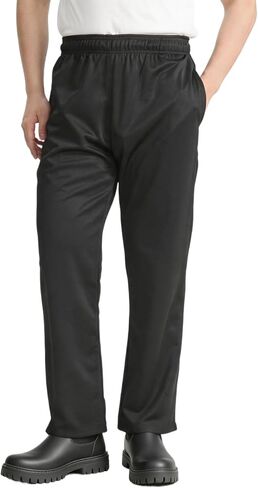 Men's Lightweight Cargo Pants Stretch Black Baggy Chef Pants Casual Elastic Waist Chef Restaurant Work Pants in Kuwait