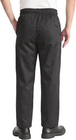 Men's Lightweight Cargo Pants Stretch Black Baggy Chef Pants Casual Elastic Waist Chef Restaurant Work Pants in Kuwait