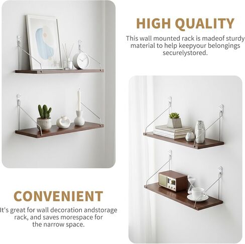 Renter Friendly Shelves No Drill, 2 Pack Renter Friendly Hanging Shelves, Rustic Wood Wall Mounted Shelf for Tenant, Dormitory, Apartment, Office Worker in Saudi Arabia