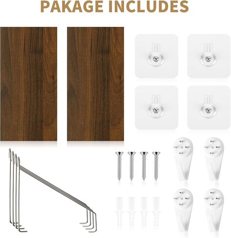 Renter Friendly Shelves No Drill, 2 Pack Renter Friendly Hanging Shelves, Rustic Wood Wall Mounted Shelf for Tenant, Dormitory, Apartment, Office Worker in Saudi Arabia