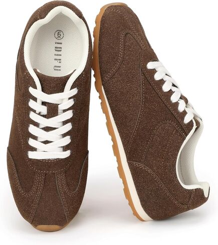 IDIFU Women's Fashion Sneakers Comfortable Casual Tennis Shoes Trendy Non Slip Work Walking Shoes for Women Retro Classic Cute Lace Up Lightweight Ladies Sneakers in Kuwait