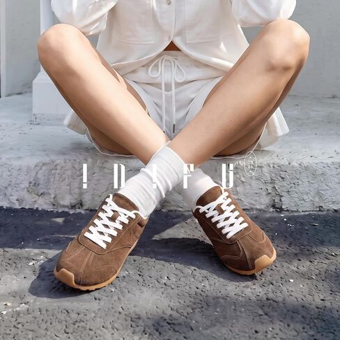 IDIFU Women's Fashion Sneakers Comfortable Casual Tennis Shoes Trendy Non Slip Work Walking Shoes for Women Retro Classic Cute Lace Up Lightweight Ladies Sneakers in Kuwait