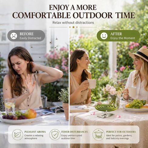 Dual Scent Incense Coil Set, Rose for Day & Lemongrass for Evening, Aromatherapy Incense for Relaxation, Meditation & Home Fragrance, Natural Scent for Indoor & Outdoor Use in Saudi Arabia