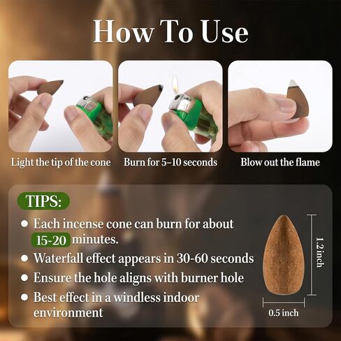 Backflow Incense Cones White Sage - Reverse Flow Waterfall Smoke Cones 108PCS for Backflow Incense Burner Meditation Yoga Spiritual Home Ambience in Kuwait
