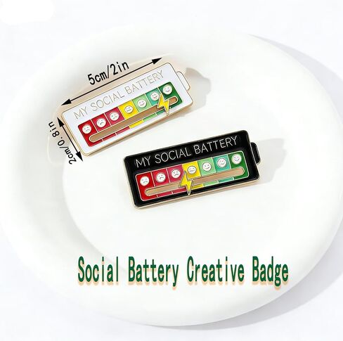 2Pcs Social Battery Slider Pin,Funny Interactive Brooch Enamel Pins for 7 Days, Cute Mood Pins for Backpacks Clothing Hat Bags Scarves (Style 1) in Saudi Arabia