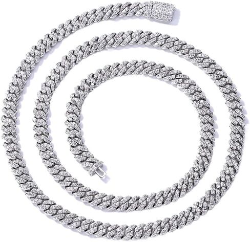 Solid Gold over S925 Sterling Silver 6mm Single Row Full Moissanite Cuban Necklace, Iced Out Chain Design for Men, Trendy Jewelry in Kuwait