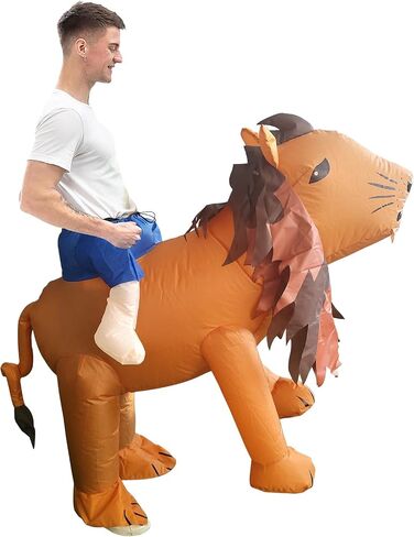 Ride On Lion Inflatable Costume for Adult Funny Blow Up Riding Lion Costumes for Halloween Cosplay Birthday Party Fancy Dress Up for Men Women in Saudi Arabia