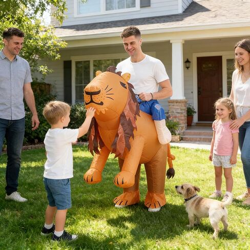 Ride On Lion Inflatable Costume for Adult Funny Blow Up Riding Lion Costumes for Halloween Cosplay Birthday Party Fancy Dress Up for Men Women in Saudi Arabia